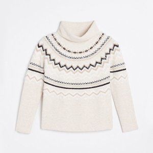 Fair Isle Fuzzy Turtleneck Sweater -Size Medium